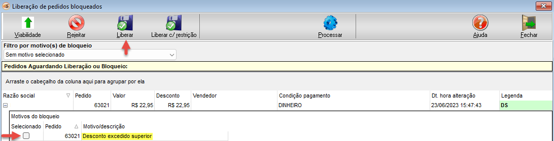 Liberacao de pedidos