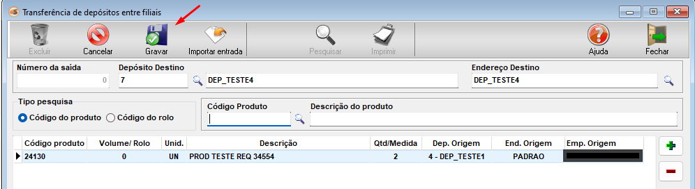 TranferenciaDepFiliais