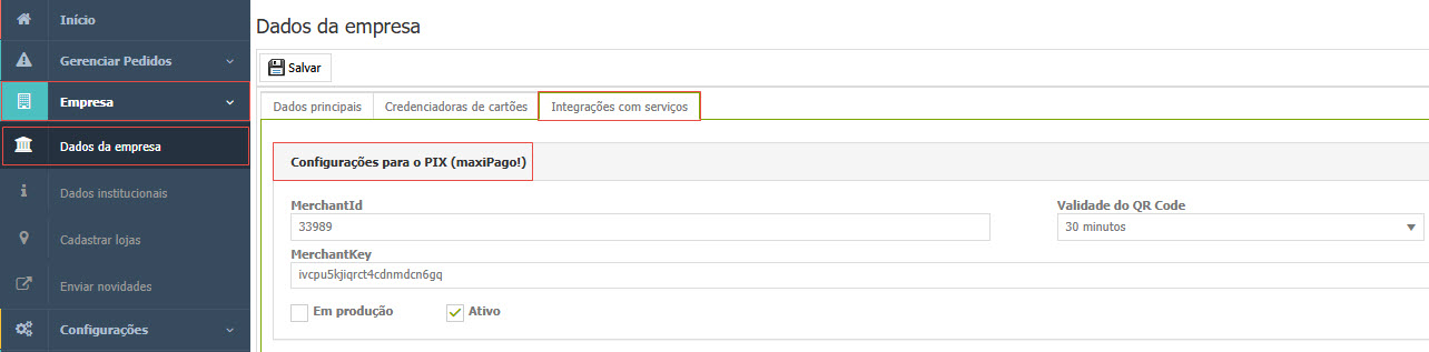 configurações maxiPago