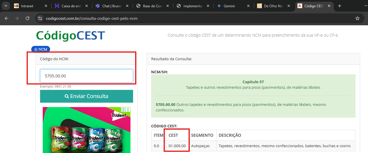 Consulta CEST por NCM